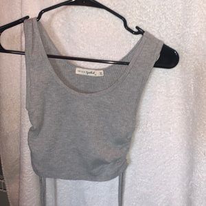 size XS grey cropped tank top with scrunched sides